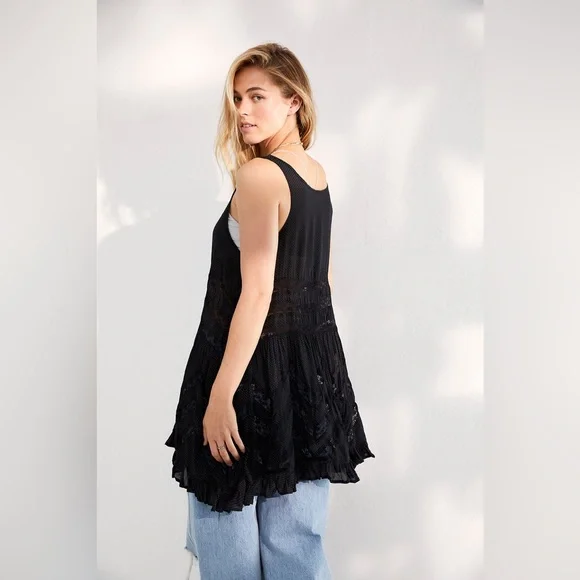 **SOLD** Free People Voile and Lace Trapeze Slip in all black - S - Picture 7 of 17